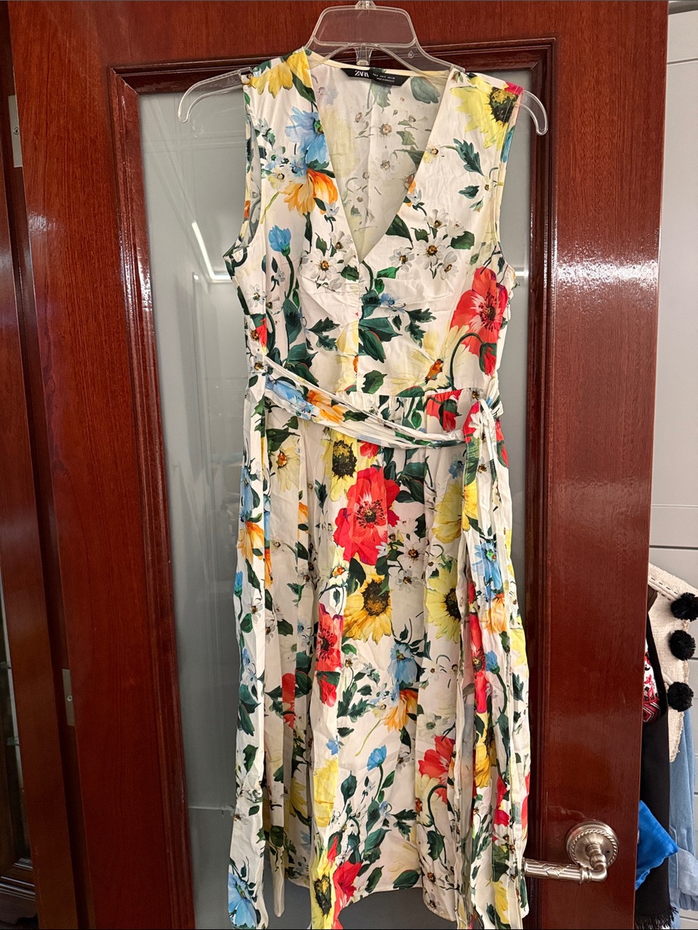 Floral Sleeveless Wrap Dress - White Multi